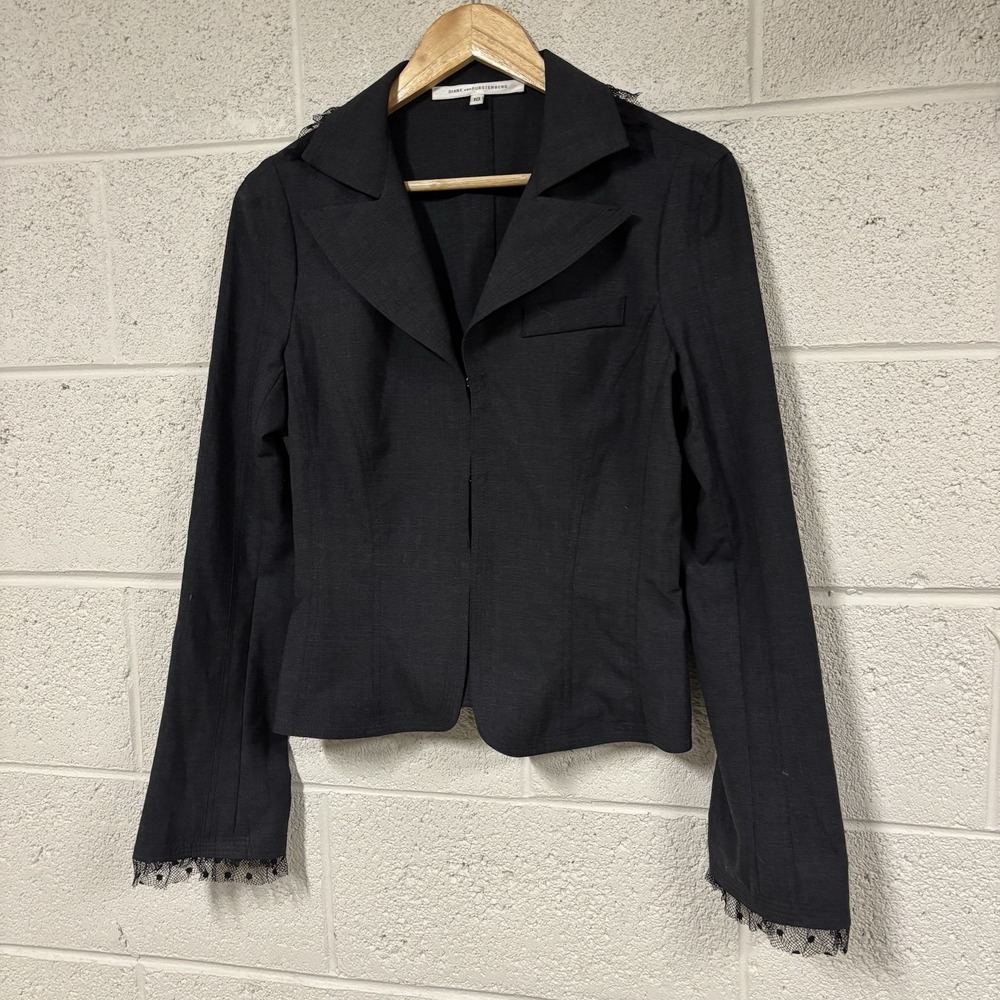 Diane von Furstenberg Black Blazer Jacket Women's Size 10 - Picture 2 of 4